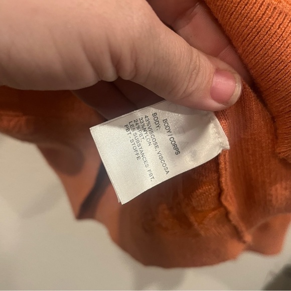 Stitches & stripes orange textured pattern size X-Large zip up sweater - Picture 5 of 8